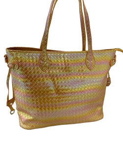 Multi Color Woven Handbag 6757 YELLOW